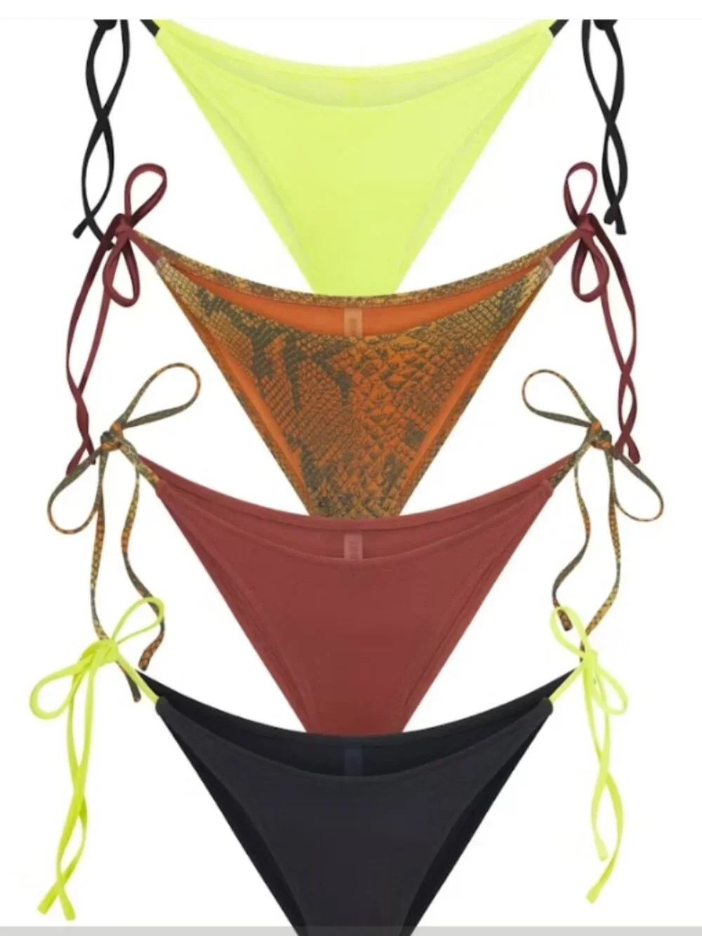 NEW SKIMS Dipped Front Side Tie Bikini Bottom Onyx Black & Sphere Small NWOT